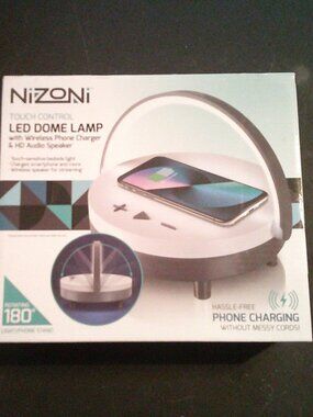 Nizoni LED Dome Lamp Touch Control Wireless Charger Speaker White Black USB(155)